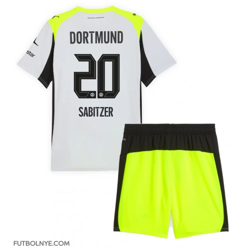 Camiseta Borussia Dortmund Marcel Sabitzer #20 Visitante Equipación para niños 2025-26 manga corta (+ pantalones cortos)
